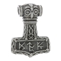 Mobile Preview: Anhänger Thors Hammer mit Runen in Silber antik