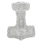 Preview: Thors Hammer mit Runen auf Vorderseite in 925 Silber