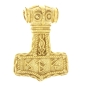 Mobile Preview: Thors Hammer mit Runen auf Vorderseite in 925 Silber vergoldet