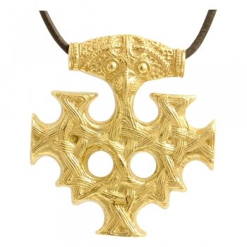 celtic field - Anhänger Hiddenseekreuz groß massiv 925 Silber vergoldet