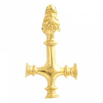 Form eines Kreuzes mit Wolfskopf in Silber vergoldet