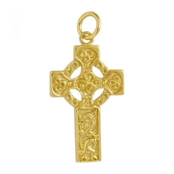 celtic field - Anhänger Keltisches Kreuz 925 Silber vergoldet