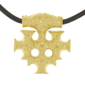 Preview: celtic field - Anhänger Hiddenseekreuz (mittlere Größe) massiv 585 Gold