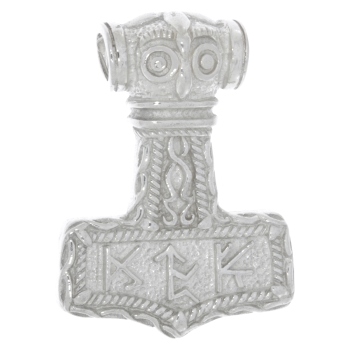 Thors Hammer mit Runen auf Vorderseite in 925 Silber