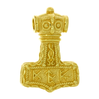 Anhänger Thors Hammer mit Runen in Silber vergoldet