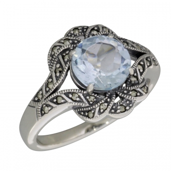 esse - Ring 925 Silber Blautopas Markasite