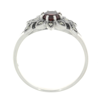 esse - Ring 925 Silber Granat Markasite