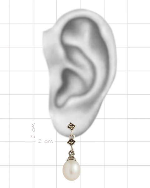 Ohrringe Silber Süßwasserperle Markasite